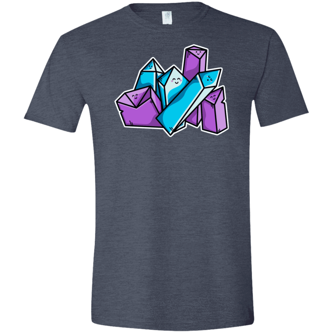 T-Shirts Heather Navy / S Kawaii Cute Crystals Men's Semi-Fitted Softstyle