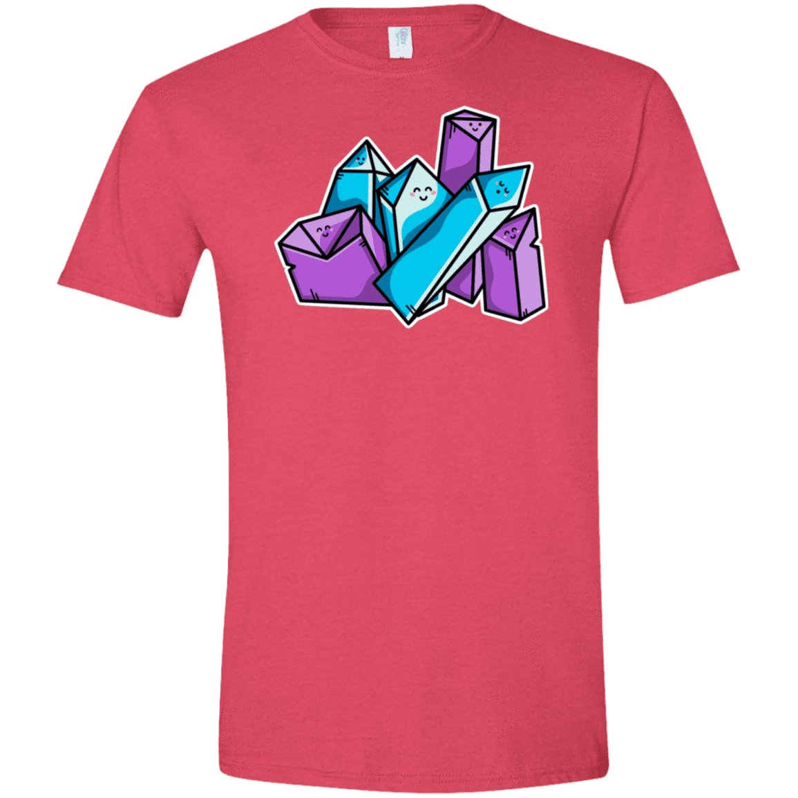 T-Shirts Heather Red / S Kawaii Cute Crystals Men's Semi-Fitted Softstyle