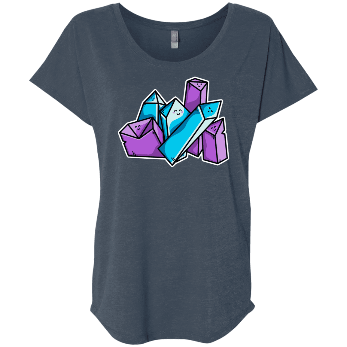 T-Shirts Indigo / X-Small Kawaii Cute Crystals Triblend Dolman Sleeve