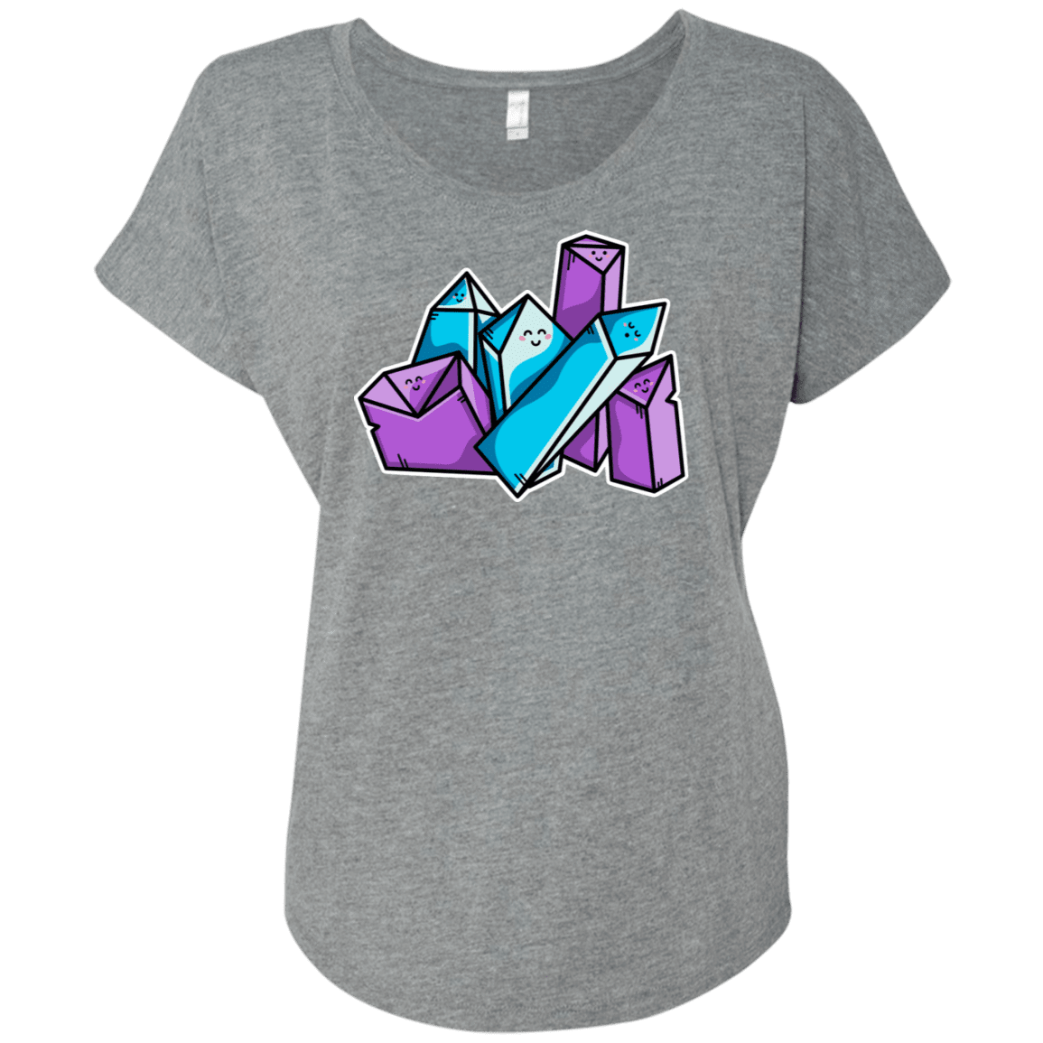 T-Shirts Premium Heather / X-Small Kawaii Cute Crystals Triblend Dolman Sleeve