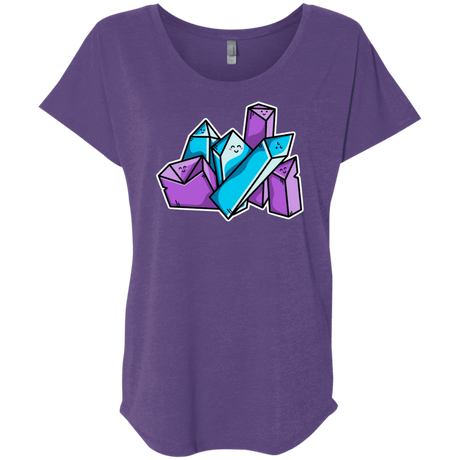 T-Shirts Purple Rush / X-Small Kawaii Cute Crystals Triblend Dolman Sleeve