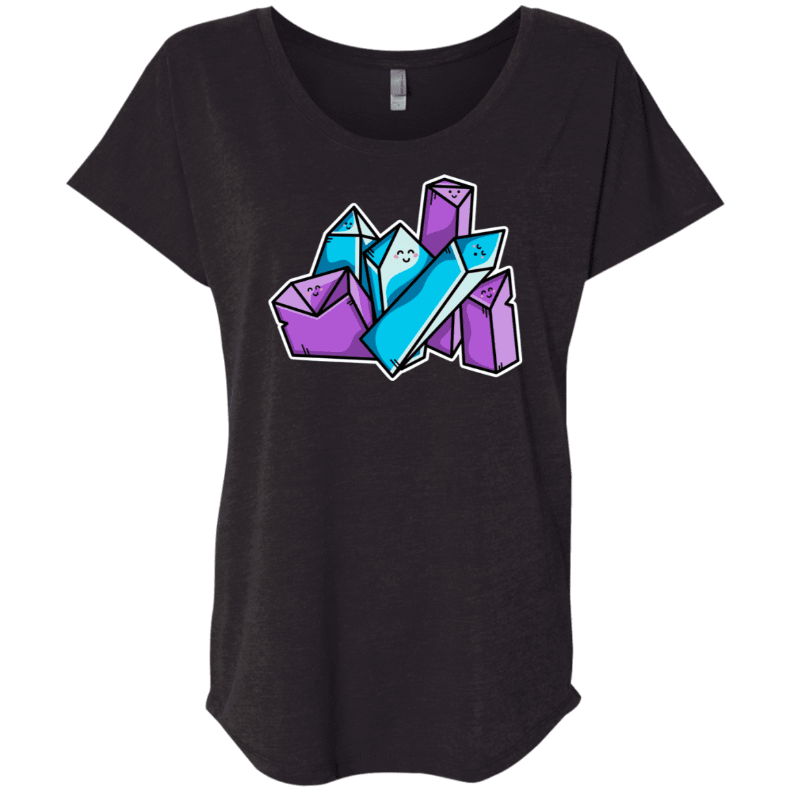 T-Shirts Vintage Black / X-Small Kawaii Cute Crystals Triblend Dolman Sleeve