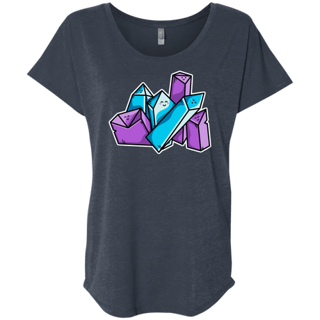 T-Shirts Vintage Navy / X-Small Kawaii Cute Crystals Triblend Dolman Sleeve