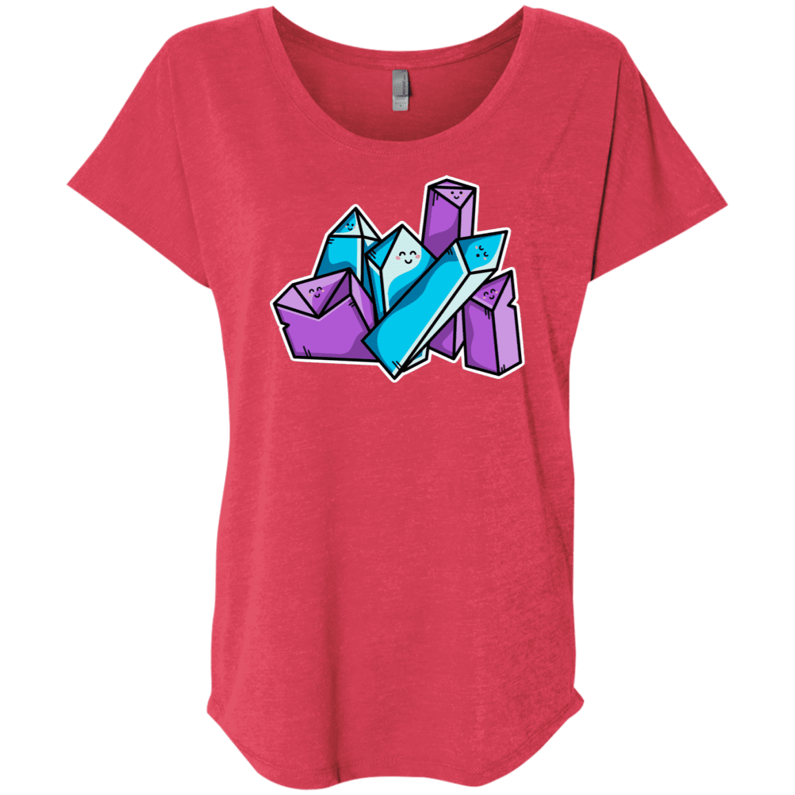 T-Shirts Vintage Red / X-Small Kawaii Cute Crystals Triblend Dolman Sleeve