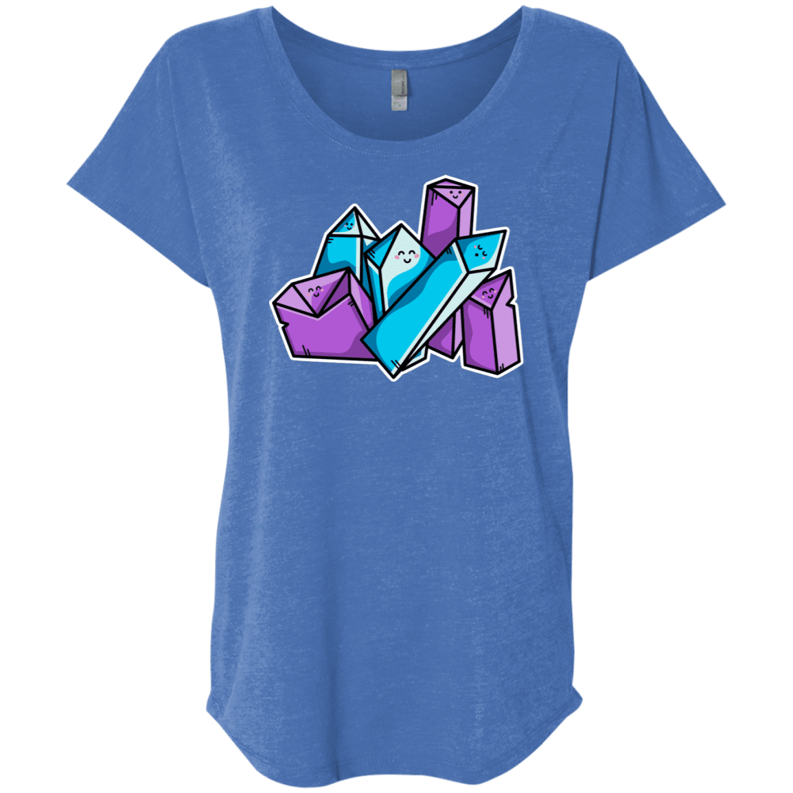 T-Shirts Vintage Royal / X-Small Kawaii Cute Crystals Triblend Dolman Sleeve