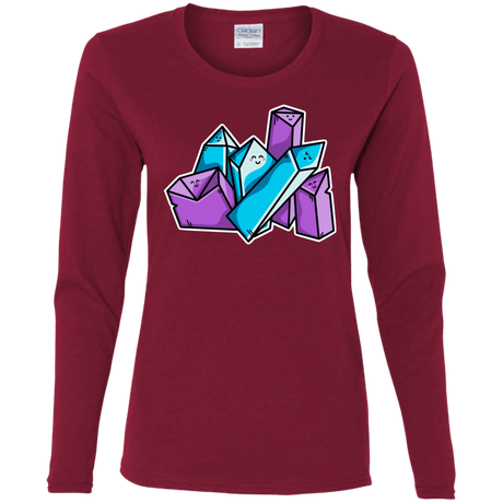 T-Shirts Cardinal / S Kawaii Cute Crystals Women's Long Sleeve T-Shirt