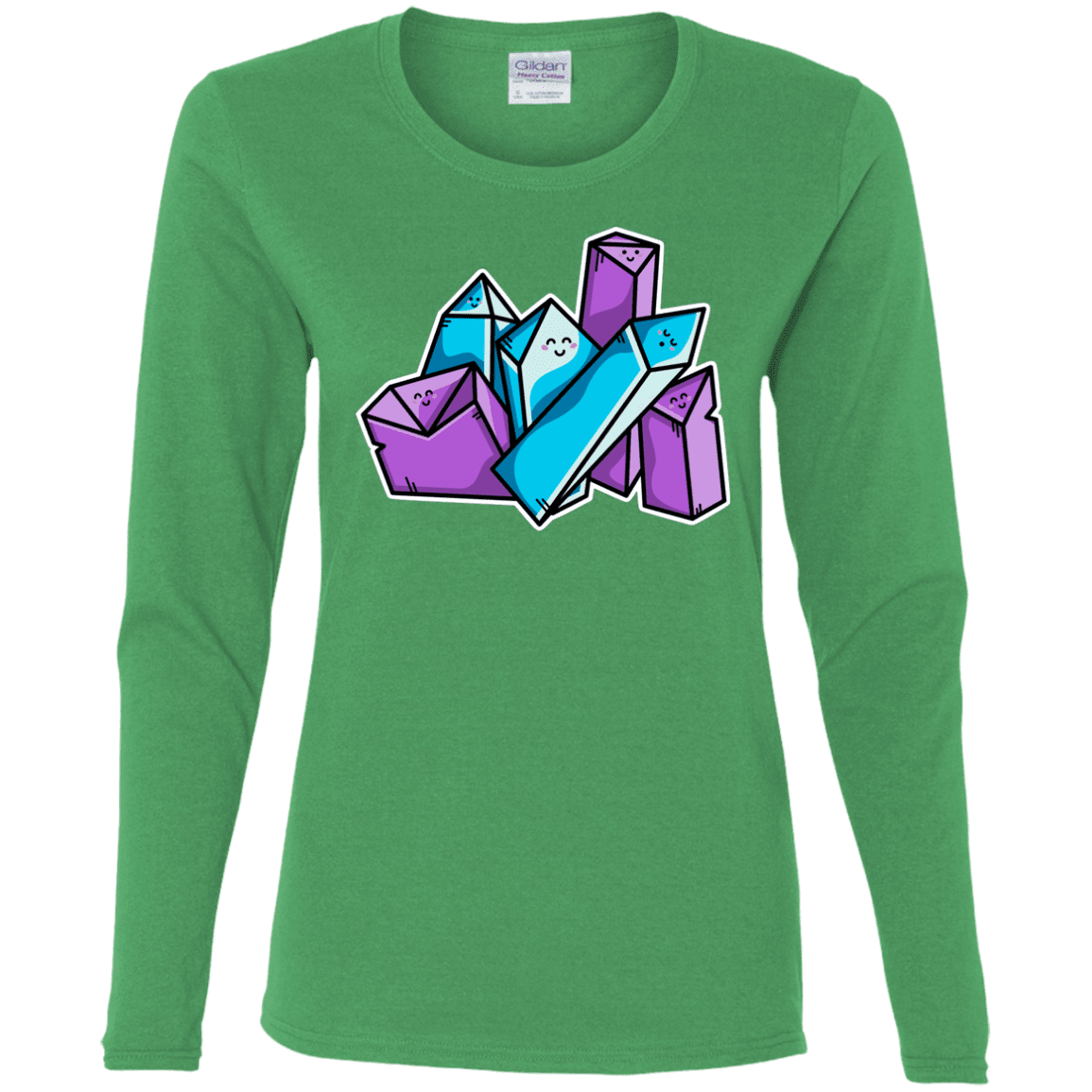 T-Shirts Irish Green / S Kawaii Cute Crystals Women's Long Sleeve T-Shirt