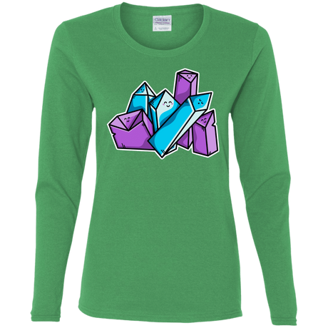 T-Shirts Irish Green / S Kawaii Cute Crystals Women's Long Sleeve T-Shirt