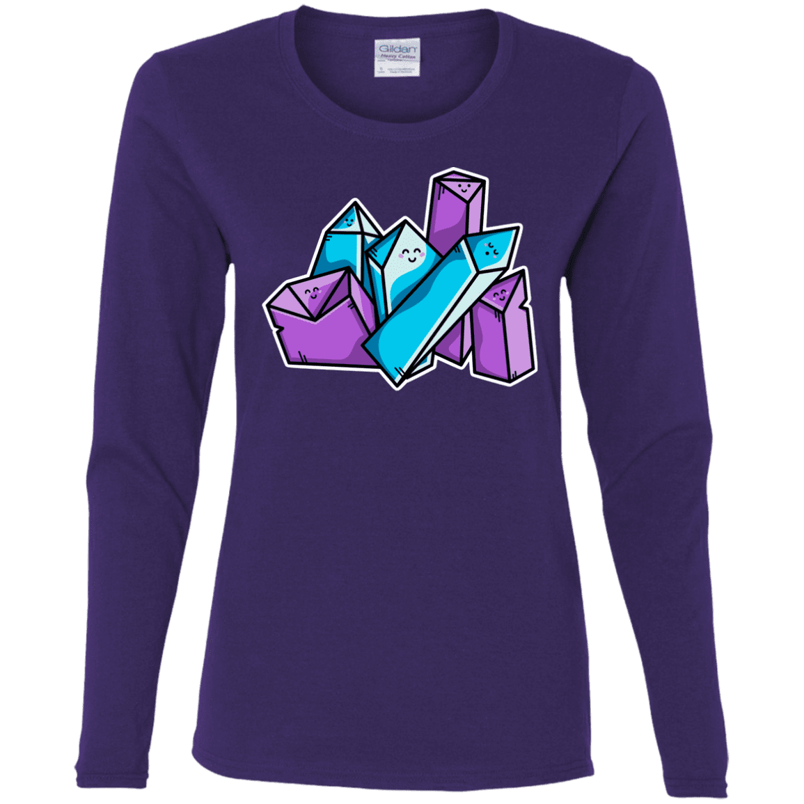 T-Shirts Purple / S Kawaii Cute Crystals Women's Long Sleeve T-Shirt