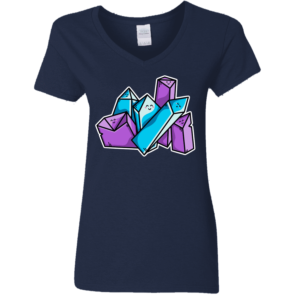 T-Shirts Navy / S Kawaii Cute Crystals Women's V-Neck T-Shirt