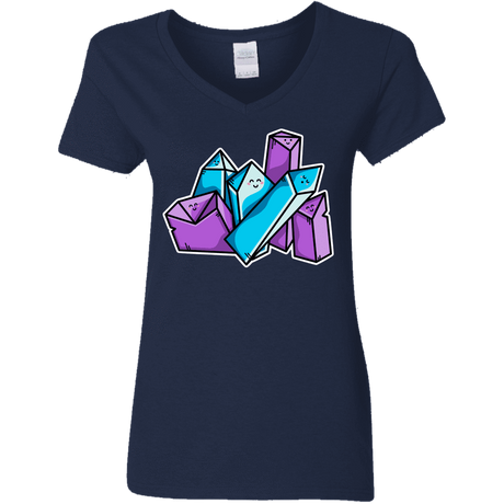 T-Shirts Navy / S Kawaii Cute Crystals Women's V-Neck T-Shirt