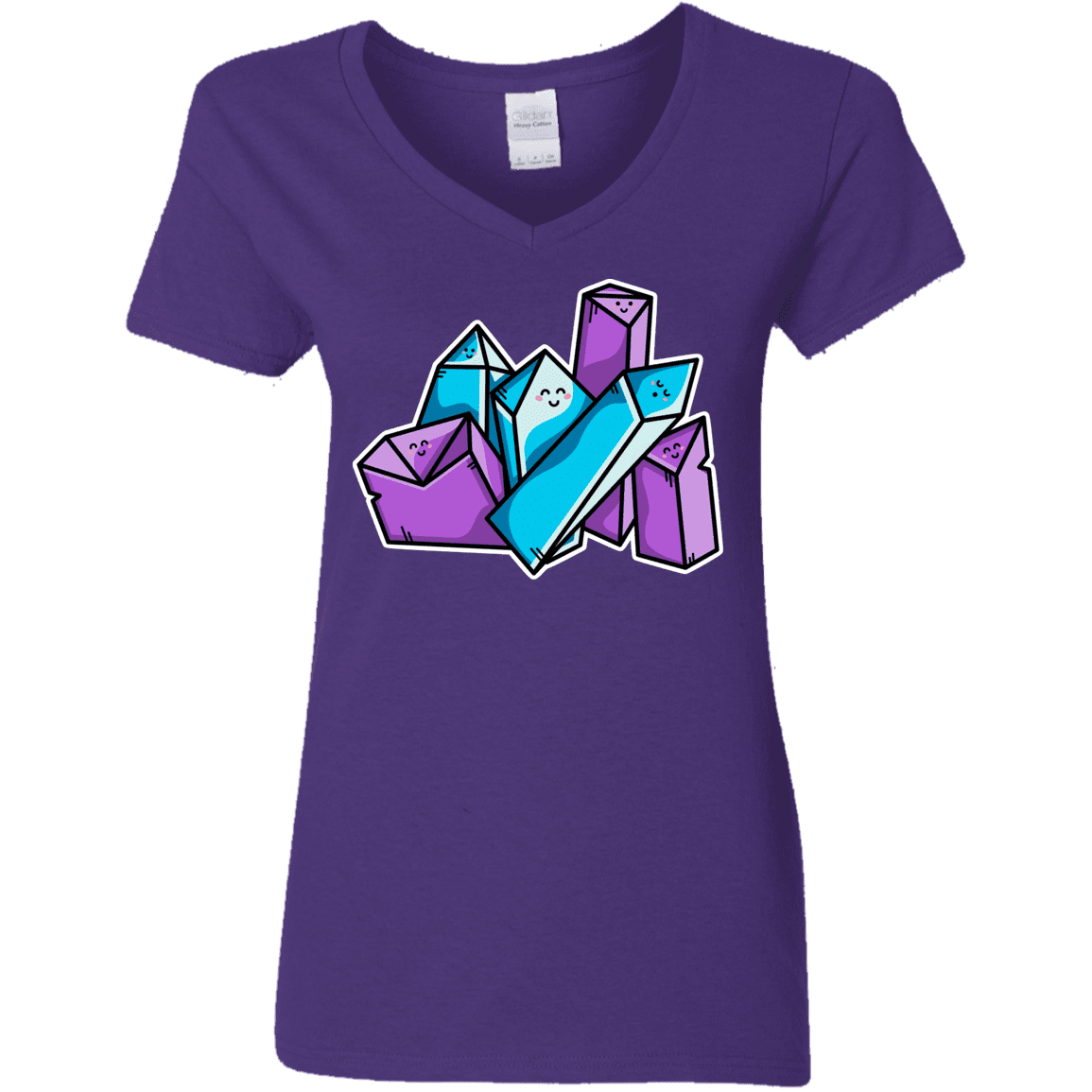 T-Shirts Purple / S Kawaii Cute Crystals Women's V-Neck T-Shirt