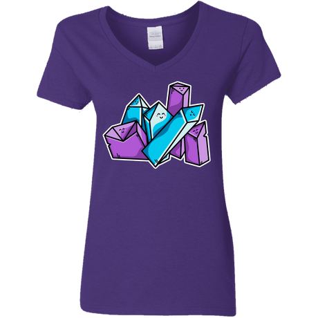 T-Shirts Purple / S Kawaii Cute Crystals Women's V-Neck T-Shirt