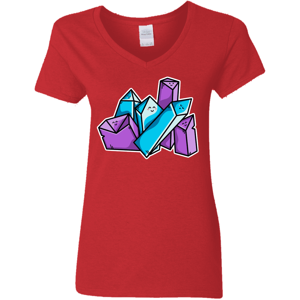 T-Shirts Red / S Kawaii Cute Crystals Women's V-Neck T-Shirt