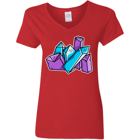 T-Shirts Red / S Kawaii Cute Crystals Women's V-Neck T-Shirt