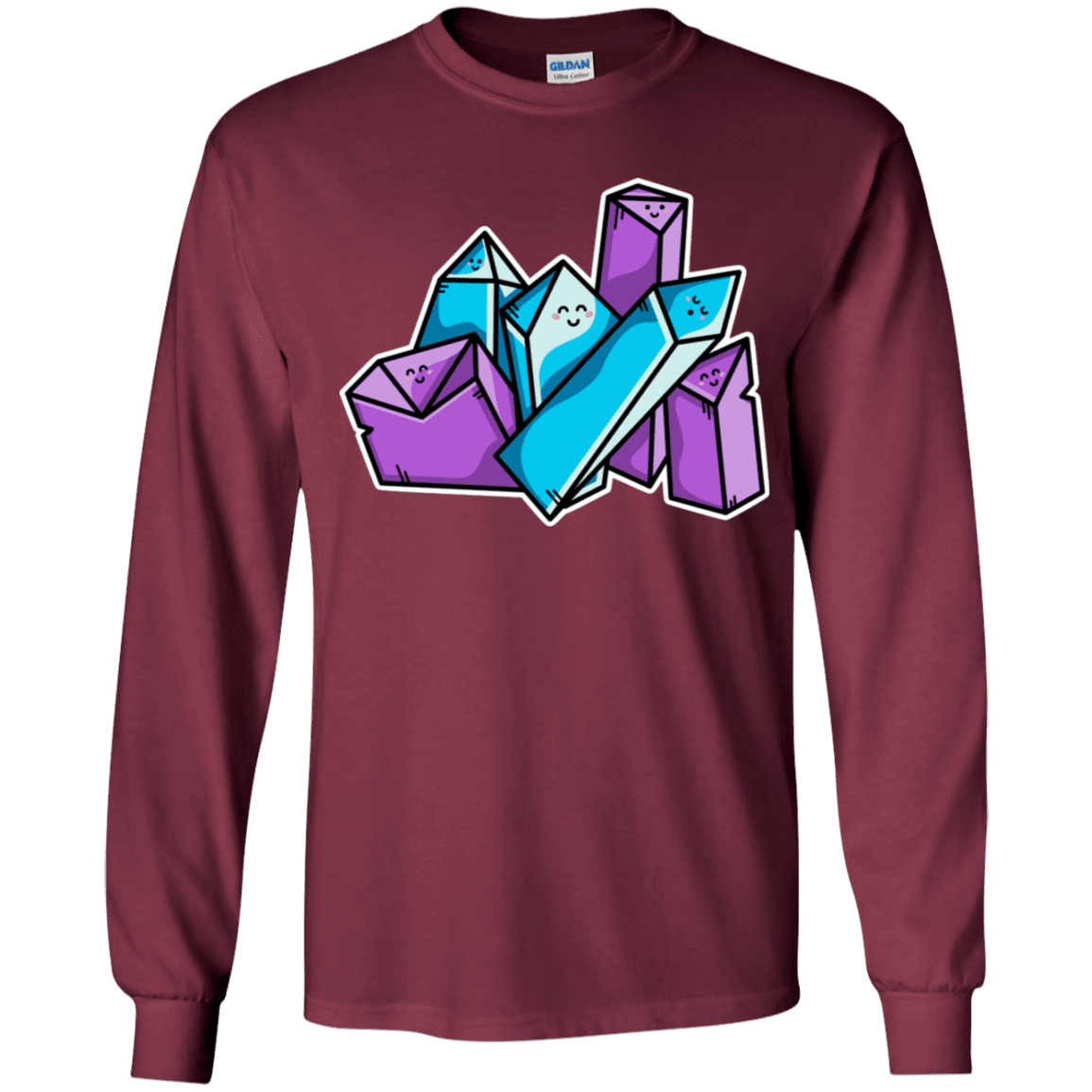 T-Shirts Maroon / YS Kawaii Cute Crystals Youth Long Sleeve T-Shirt