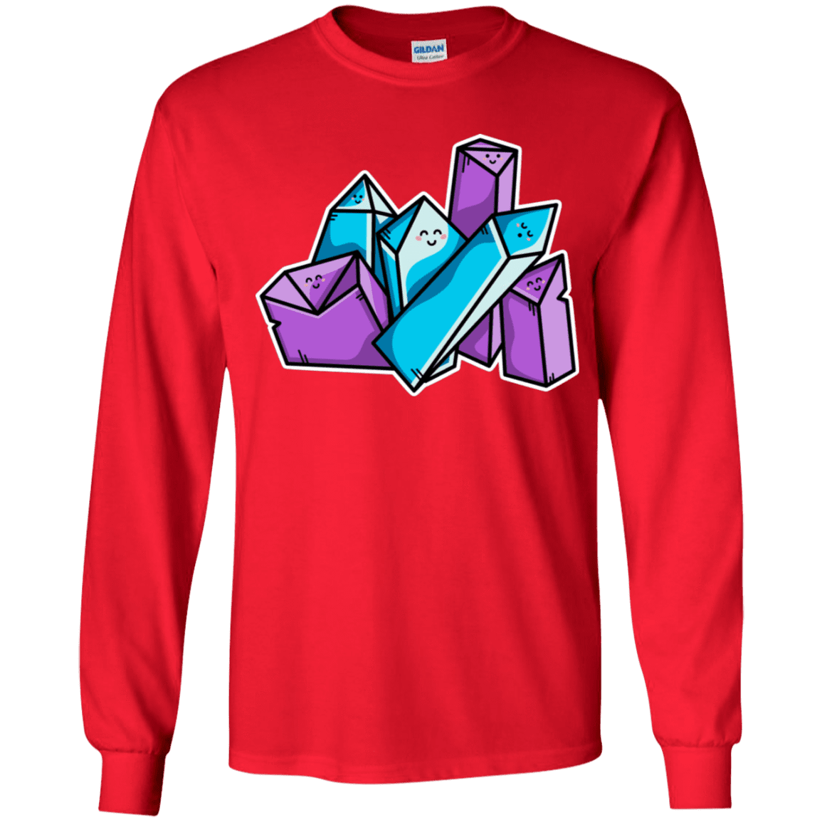 T-Shirts Red / YS Kawaii Cute Crystals Youth Long Sleeve T-Shirt