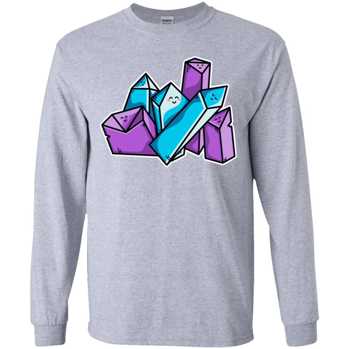 T-Shirts Sport Grey / YS Kawaii Cute Crystals Youth Long Sleeve T-Shirt