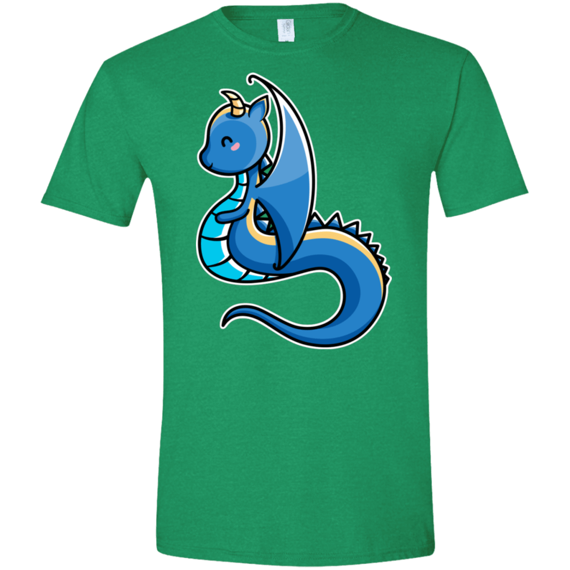 T-Shirts Heather Irish Green / S Kawaii Cute Dragon Men's Semi-Fitted Softstyle