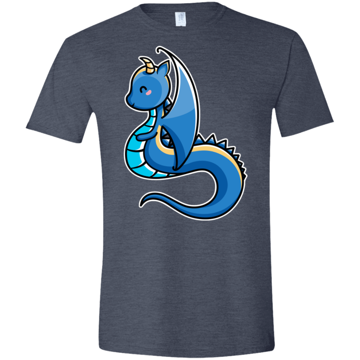 T-Shirts Heather Navy / S Kawaii Cute Dragon Men's Semi-Fitted Softstyle