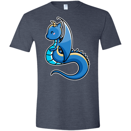 T-Shirts Heather Navy / S Kawaii Cute Dragon Men's Semi-Fitted Softstyle