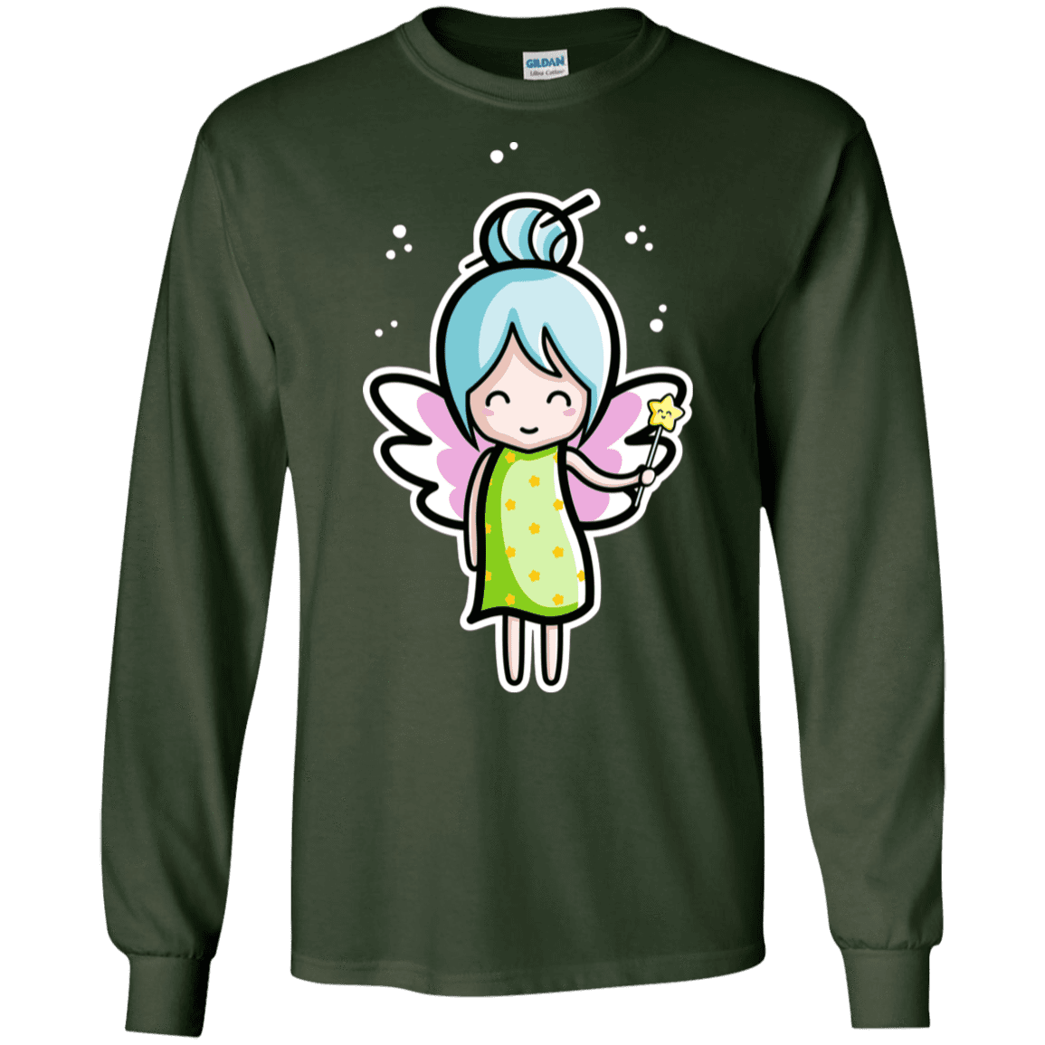 T-Shirts Forest Green / S Kawaii Cute Fairy Men's Long Sleeve T-Shirt