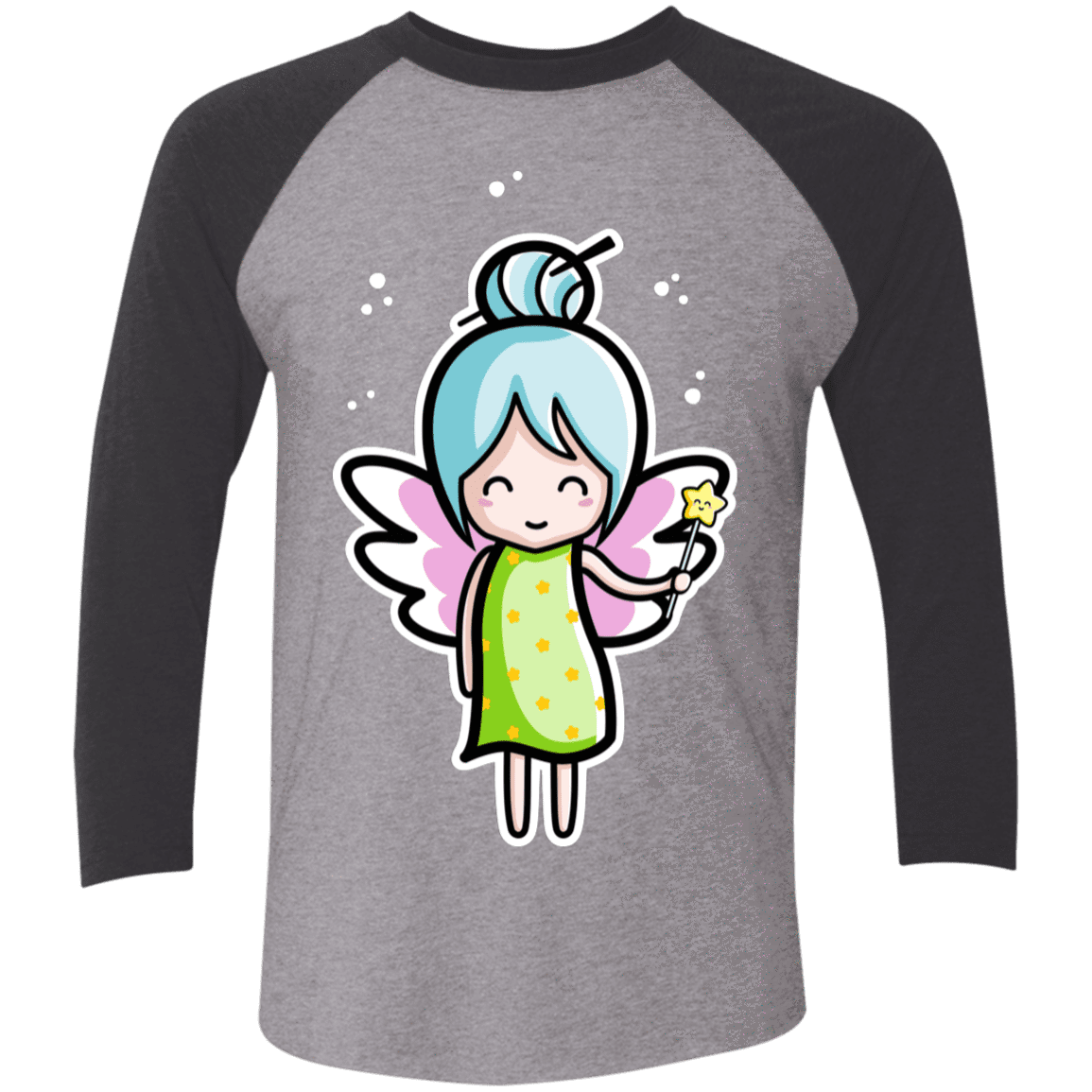 T-Shirts Premium Heather/Vintage Black / X-Small Kawaii Cute Fairy Men's Triblend 3/4 Sleeve