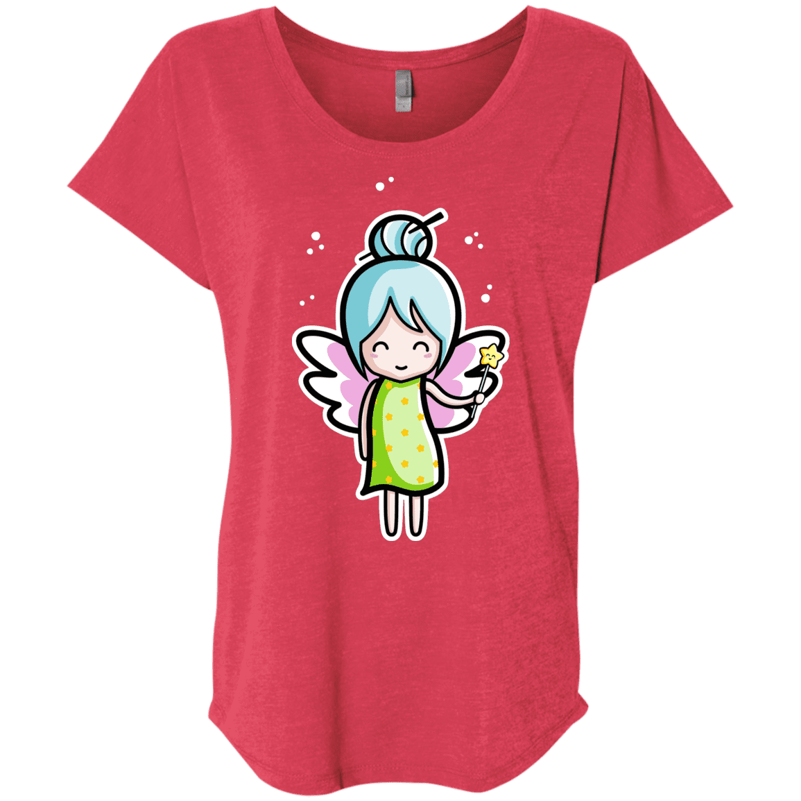 T-Shirts Vintage Red / X-Small Kawaii Cute Fairy Triblend Dolman Sleeve