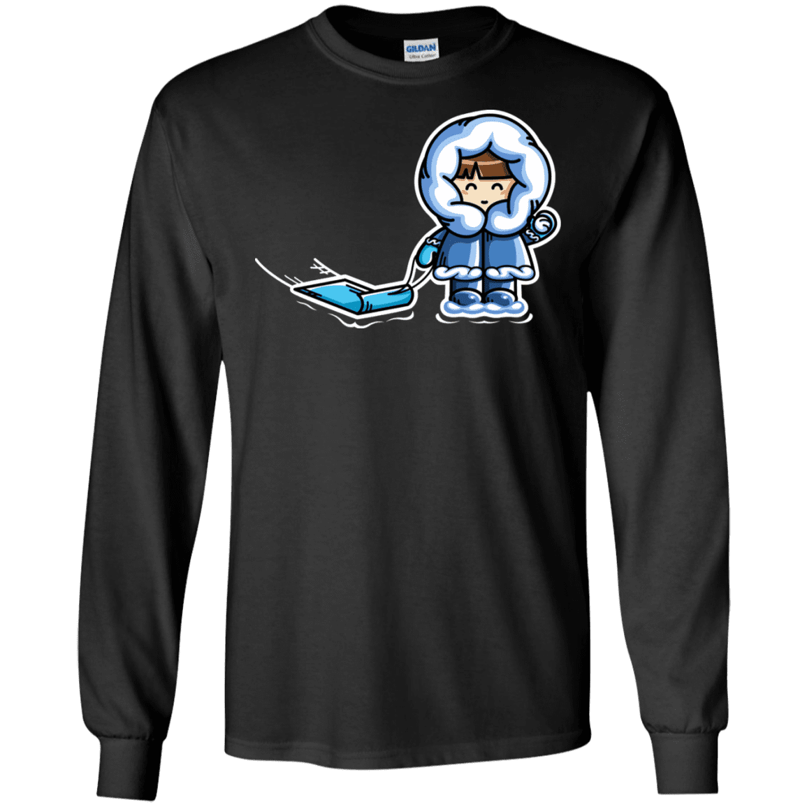 T-Shirts Black / S Kawaii Cute Fun In The Snow Men's Long Sleeve T-Shirt