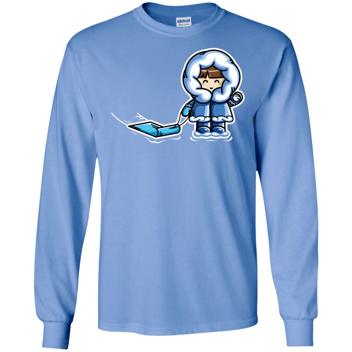 T-Shirts Carolina Blue / S Kawaii Cute Fun In The Snow Men's Long Sleeve T-Shirt