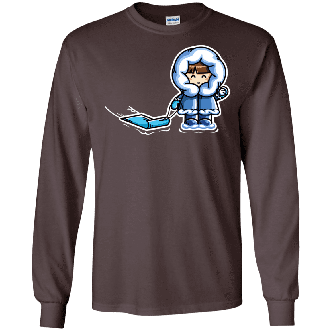 T-Shirts Dark Chocolate / S Kawaii Cute Fun In The Snow Men's Long Sleeve T-Shirt