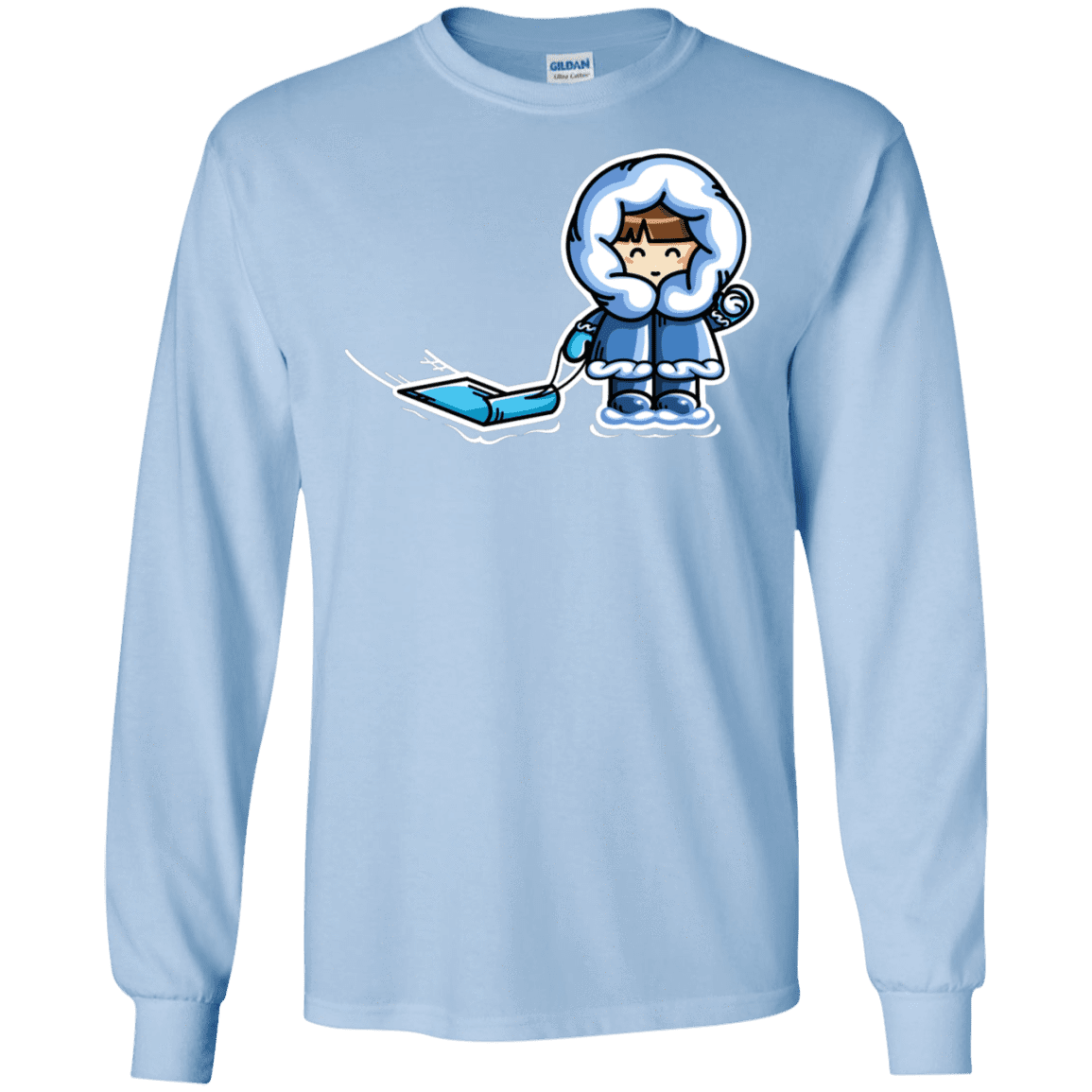 T-Shirts Light Blue / S Kawaii Cute Fun In The Snow Men's Long Sleeve T-Shirt