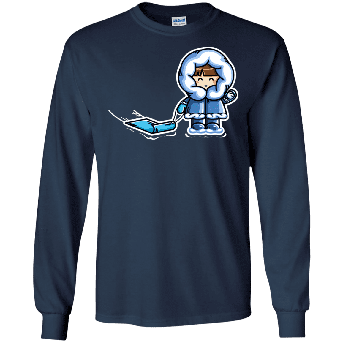 T-Shirts Navy / S Kawaii Cute Fun In The Snow Men's Long Sleeve T-Shirt