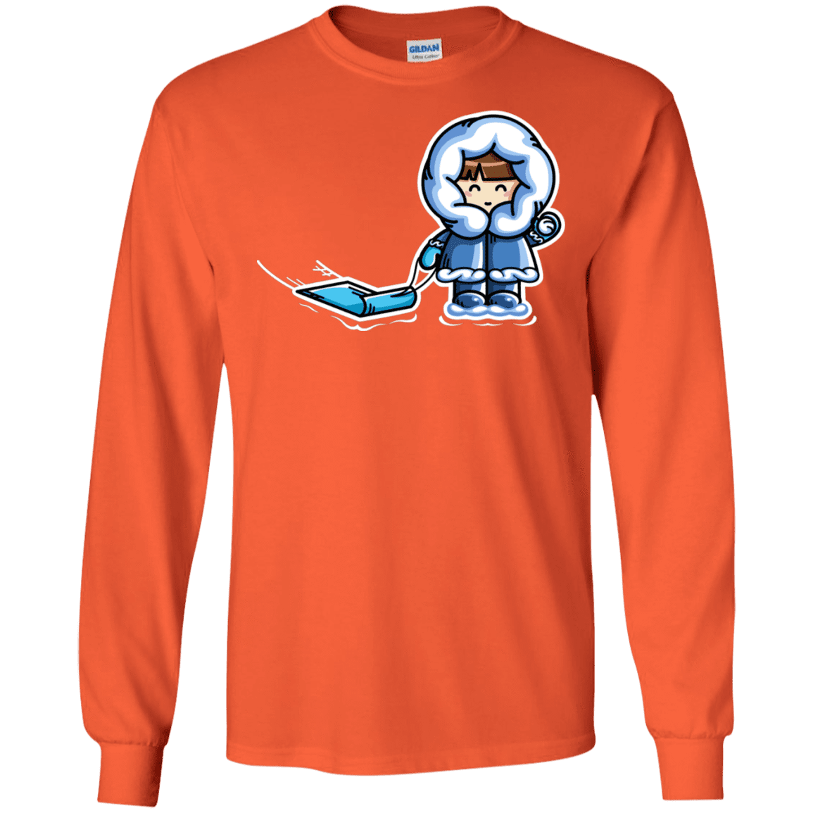 T-Shirts Orange / S Kawaii Cute Fun In The Snow Men's Long Sleeve T-Shirt