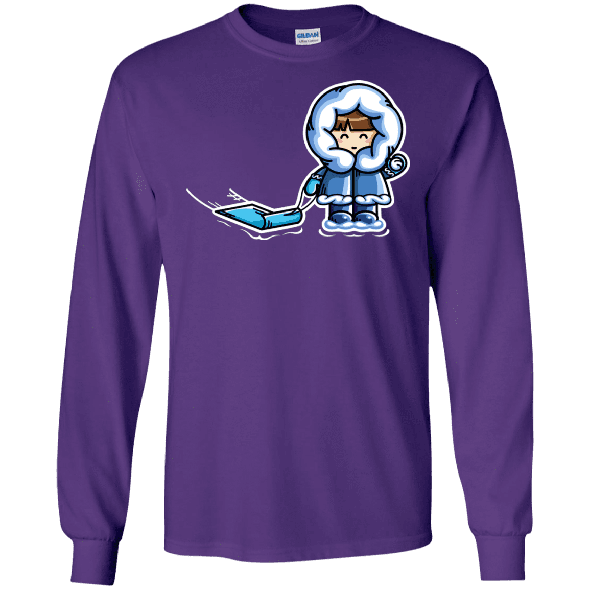 T-Shirts Purple / S Kawaii Cute Fun In The Snow Men's Long Sleeve T-Shirt