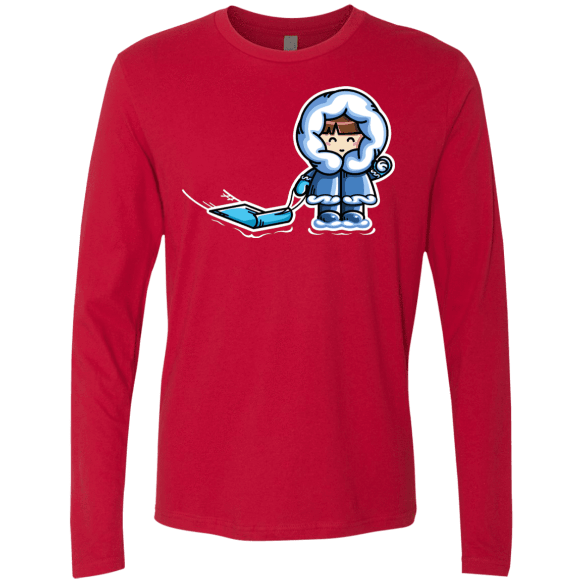 T-Shirts Red / S Kawaii Cute Fun In The Snow Men's Premium Long Sleeve