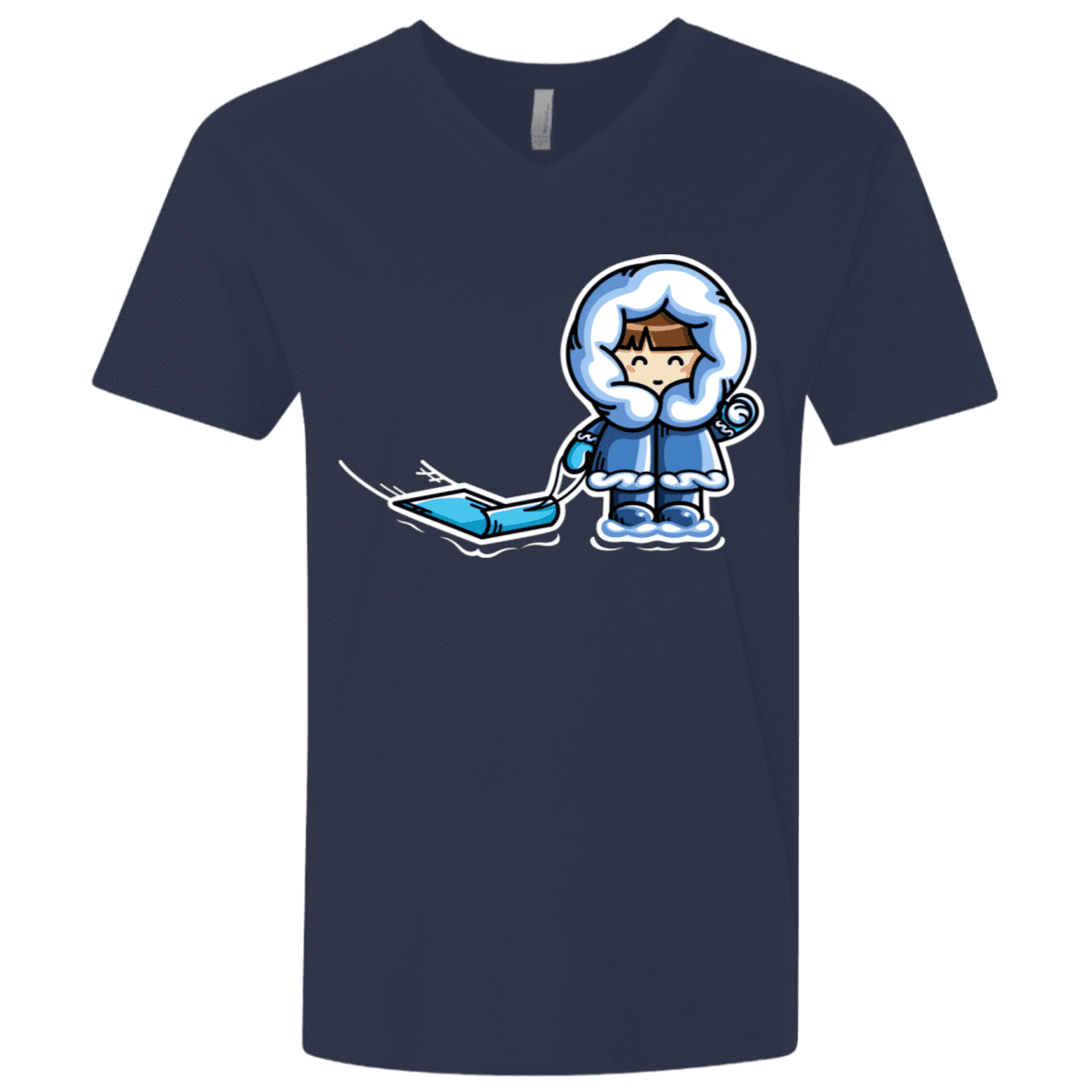 T-Shirts Midnight Navy / X-Small Kawaii Cute Fun In The Snow Men's Premium V-Neck