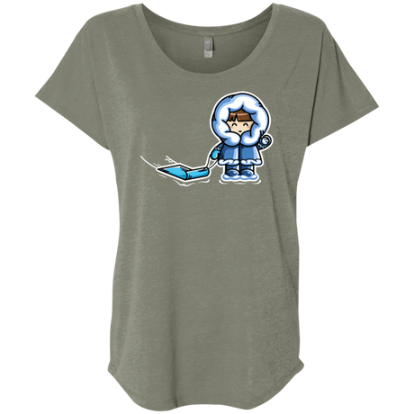 T-Shirts Venetian Grey / X-Small Kawaii Cute Fun In The Snow Triblend Dolman Sleeve