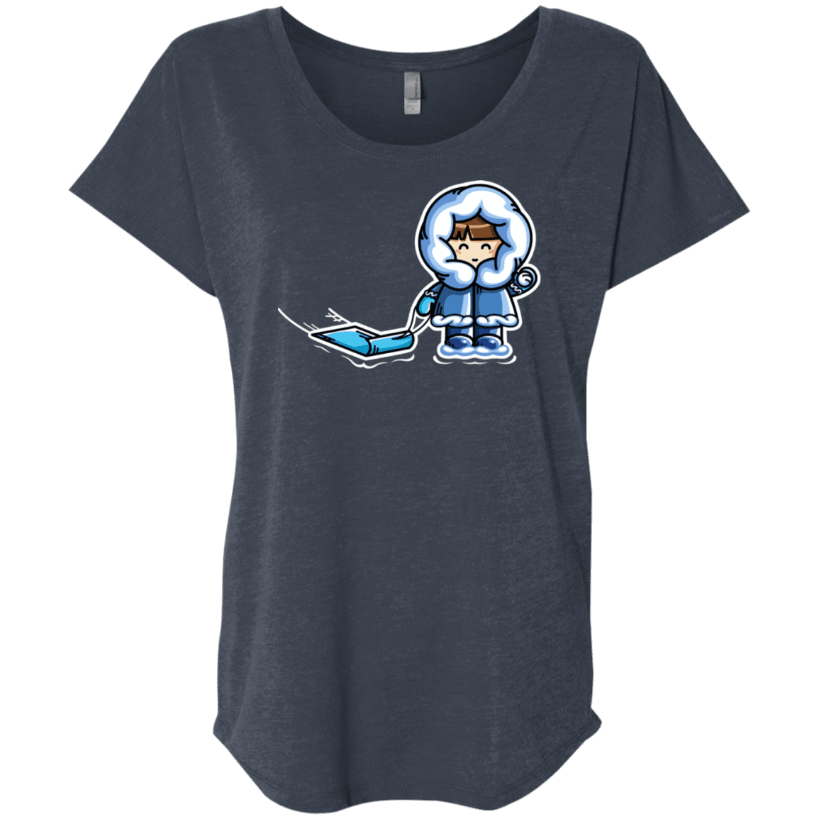 T-Shirts Vintage Navy / X-Small Kawaii Cute Fun In The Snow Triblend Dolman Sleeve