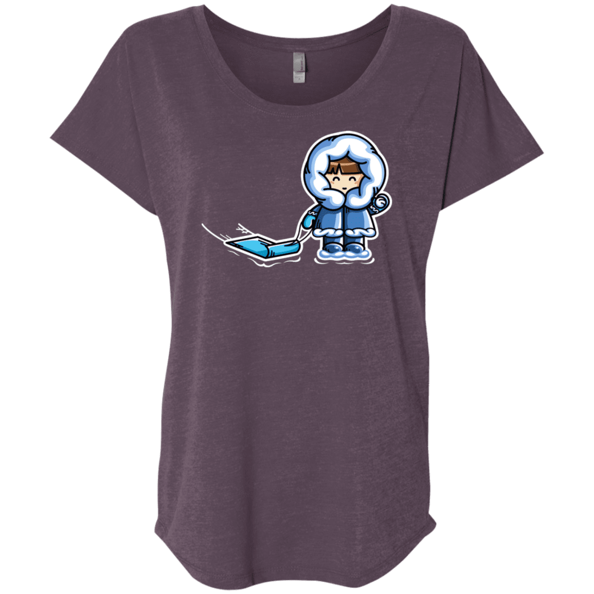 T-Shirts Vintage Purple / X-Small Kawaii Cute Fun In The Snow Triblend Dolman Sleeve