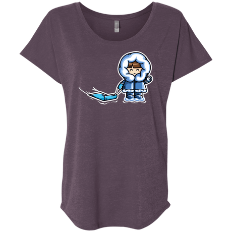 T-Shirts Vintage Purple / X-Small Kawaii Cute Fun In The Snow Triblend Dolman Sleeve