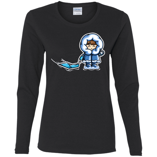 T-Shirts Black / S Kawaii Cute Fun In The Snow Women's Long Sleeve T-Shirt