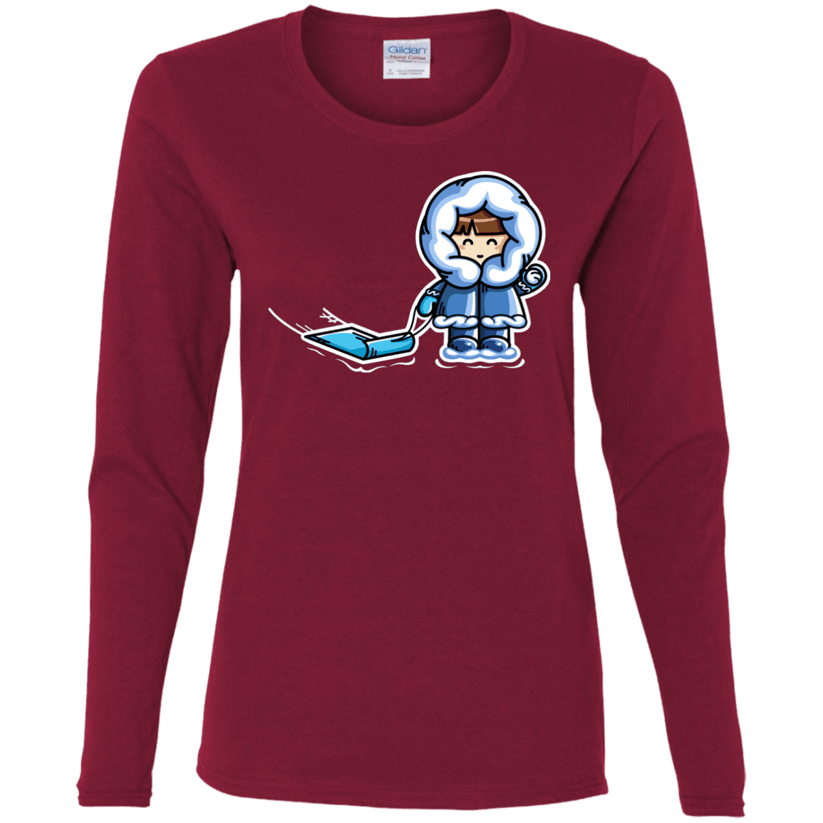 T-Shirts Cardinal / S Kawaii Cute Fun In The Snow Women's Long Sleeve T-Shirt