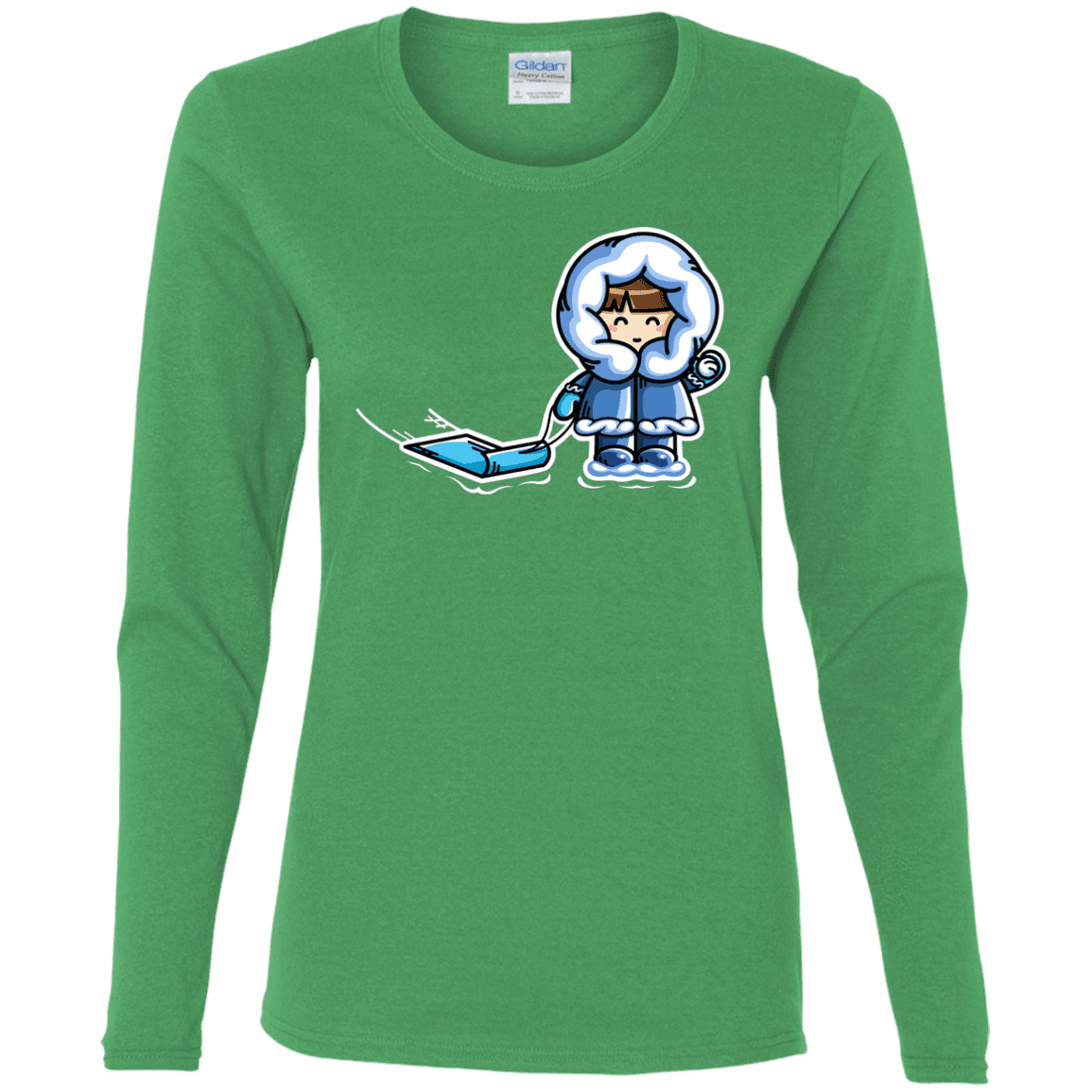 T-Shirts Irish Green / S Kawaii Cute Fun In The Snow Women's Long Sleeve T-Shirt