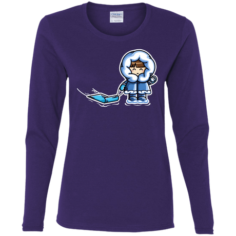 T-Shirts Purple / S Kawaii Cute Fun In The Snow Women's Long Sleeve T-Shirt