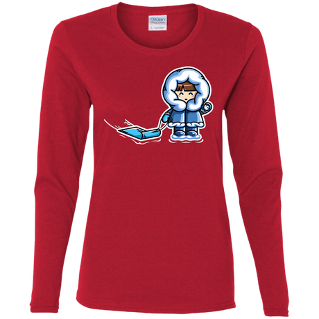 T-Shirts Red / S Kawaii Cute Fun In The Snow Women's Long Sleeve T-Shirt