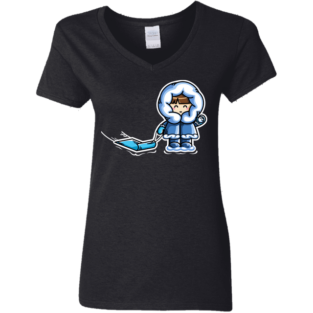 T-Shirts Black / S Kawaii Cute Fun In The Snow Women's V-Neck T-Shirt