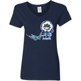 T-Shirts Navy / S Kawaii Cute Fun In The Snow Women's V-Neck T-Shirt