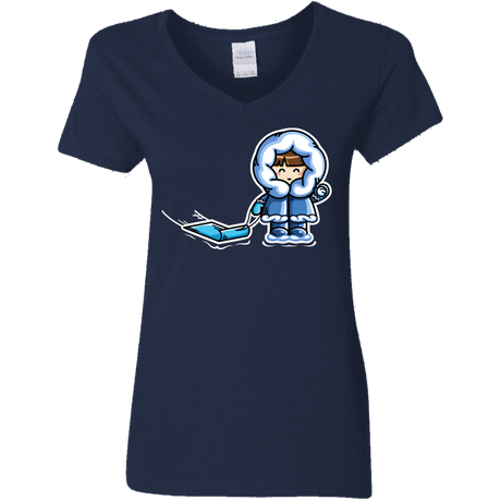 T-Shirts Navy / S Kawaii Cute Fun In The Snow Women's V-Neck T-Shirt