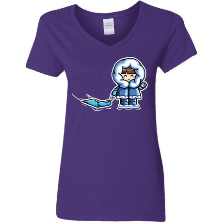 T-Shirts Purple / S Kawaii Cute Fun In The Snow Women's V-Neck T-Shirt